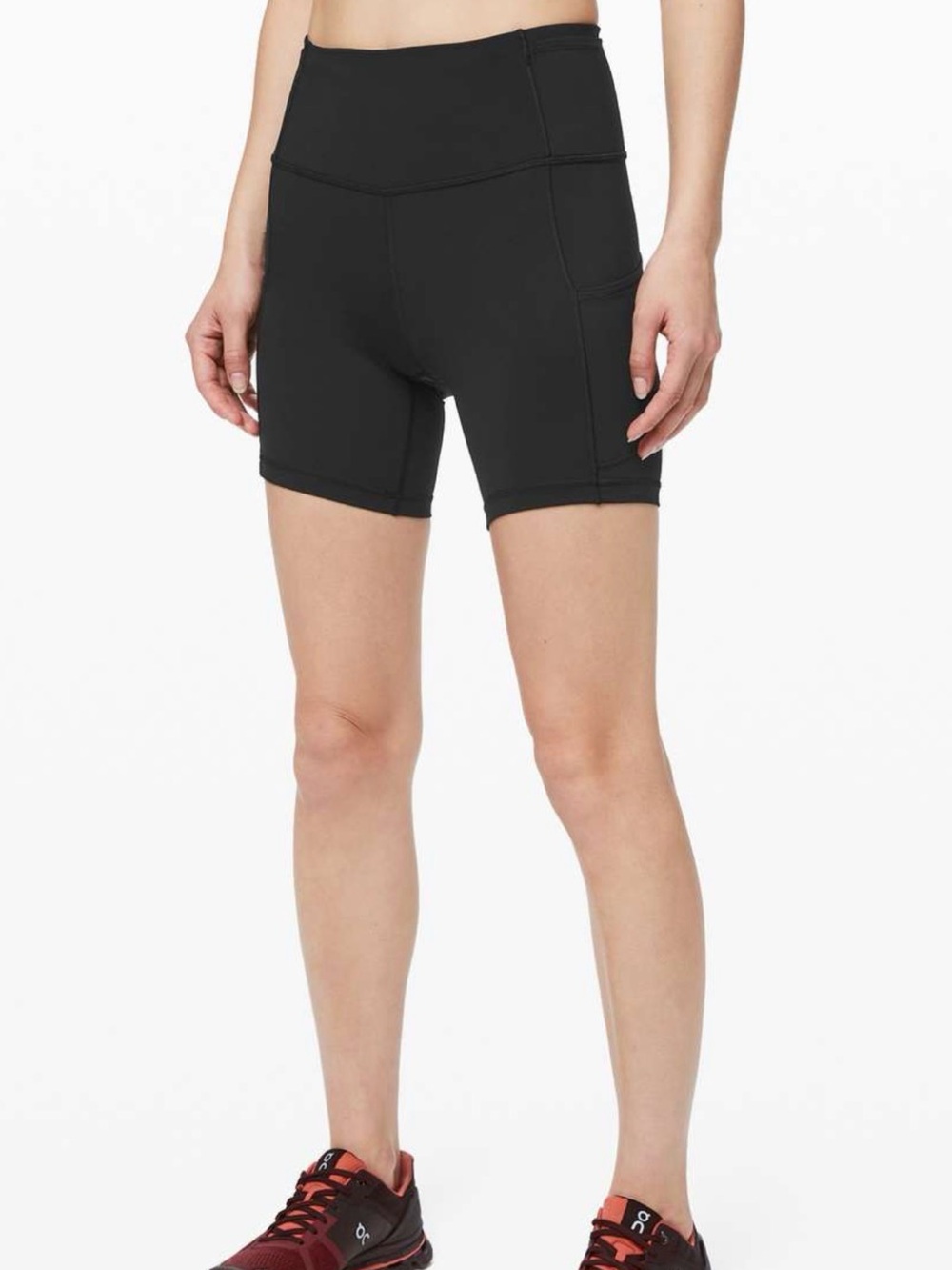 Lululemon Fast and Free High Rise Shorts Black Performance Bike Shorts Size 6